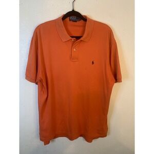 Polo Ralph Lauren Mens Orange Short Sleeve Pique Cotton Polo Shirt Size XL